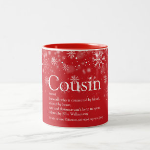 Tasse 2 Couleurs Définition de cousin pour les vacances de Noël Flo