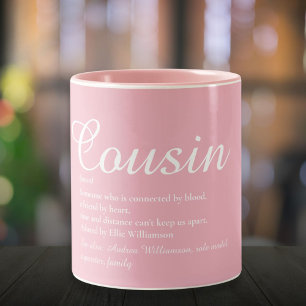 Tasse 2 Couleurs Définition de cousine amusante Écriture élégante R