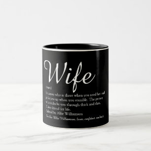 Tasse 2 Couleurs Définition de femme Moderne Chic Script Noir et Bl