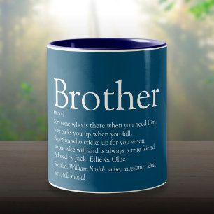 Tasse 2 Couleurs Définition de frère cool et drôle en bleu