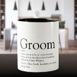 Tasse 2 Couleurs Définition de la chambre, Bachelor Party, Mariage<br><div class="desc">Personnalisez avec la définition du marié pour créer un cadeau unique pour les mariages et les fêtes de baccalauréat. Une façon parfaite de lui montrer à quel point il est extraordinaire dans son grand jour et un gardien parfait pour le reste de sa vie. Conçu par Thisisnotme©</div>