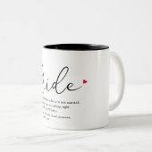 Tasse 2 Couleurs Définition de la mariée, Baby Shower, Mariage (Devant droit)