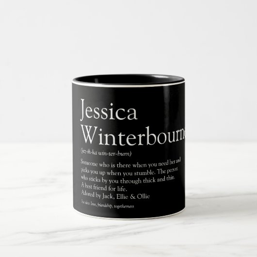 Tasse 2 Couleurs Définition de nom Typographique Noir et Blanc (Centre)