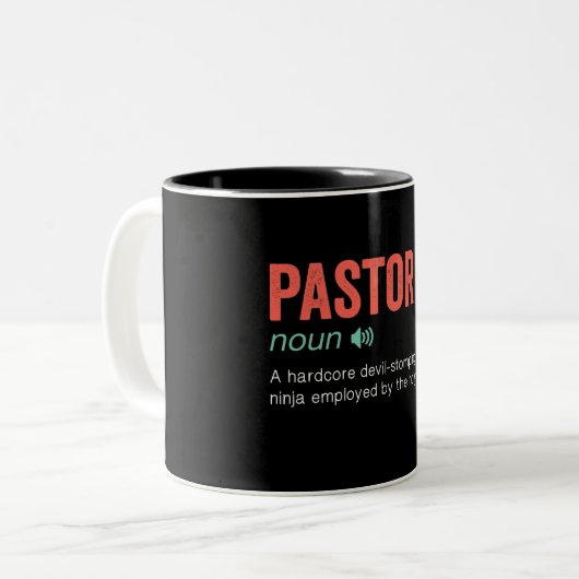 Tasse 2 Couleurs Définition de pasteur drôle (Devant gauche)
