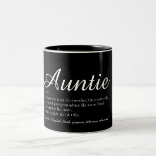 Tasse 2 Couleurs Définition de Tante Tatie en Noir et Blanc Moderne