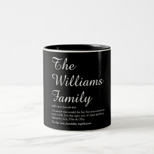 Tasse 2 Couleurs Définition de votre famille - Écriture noir et bla