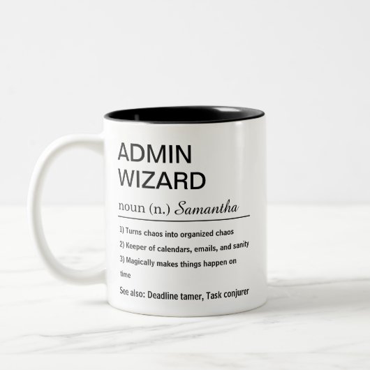 Tasse 2 Couleurs Définition drôle de sorcier d'administration perso (Gauche)