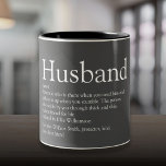 Tasse 2 Couleurs Définition du mari cool Gris moderne<br><div class="desc">Personnalisez votre mari spécial pour créer un cadeau unique pour les anniversaires, anniversaires, mariages, Noël ou tout autre jour que vous voulez montrer combien il signifie pour vous. Une façon parfaite de lui montrer à quel point il est extraordinaire chaque jour. Vous pouvez même customiser l'arrière - plan à leur...</div>