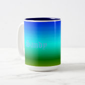 Tasse 2 Couleurs Dégradé bleu et vert mer et ciel (Devant gauche)