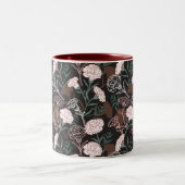 Tasse 2 Couleurs Délicates oeillets roses avec fleurs Feuilles vert (Centre)