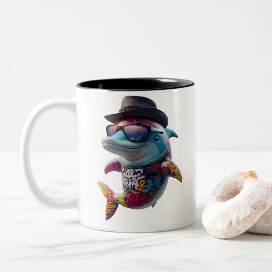 Tasse 2 Couleurs delphin mug. (Avec donut)