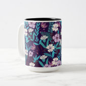 Tasse 2 Couleurs Deluxe Turquoise & Fleur Bourgogne (Devant gauche)