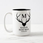 Tasse 2 Couleurs Demande de témoin de mariage rustique avec monogra (Gauche)