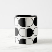 Tasse 2 Couleurs Demi-cercle géométrique noir et blanc (Centre)