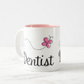Tasse 2 Couleurs Dentiste rose mignon de papillon (Devant gauche)