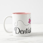 Tasse 2 Couleurs Dentiste rose mignon de papillon (Gauche)