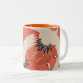 Tasse 2 Couleurs Des grues japonaises Brûlent Orange Kimono Tissu A (Devant droit)