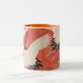 Tasse 2 Couleurs Des grues japonaises Brûlent Orange Kimono Tissu A (Centre)