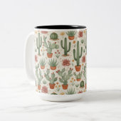 Tasse 2 Couleurs Desert Cacti Succulent Seamless Pattern (Devant gauche)