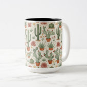 Tasse 2 Couleurs Desert Cacti Succulent Seamless Pattern (Devant droit)