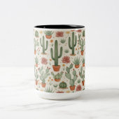 Tasse 2 Couleurs Desert Cacti Succulent Seamless Pattern (Centre)
