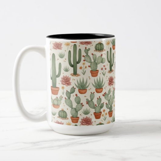 Tasse 2 Couleurs Desert Cacti Succulent Seamless Pattern (Gauche)
