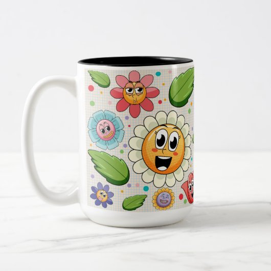 Tasse 2 Couleurs Design arrière - plan transparent avec fleurs colo (Gauche)