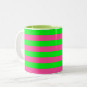 Tasse 2 Couleurs Design de bandes rose et verte (Devant gauche)