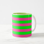 Tasse 2 Couleurs Design de bandes rose et verte (Devant droit)