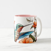 Tasse 2 Couleurs Design de colibris (Devant droit)