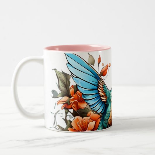 Tasse 2 Couleurs Design de colibris (Gauche)