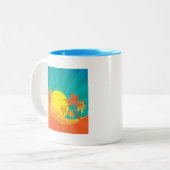 Tasse 2 Couleurs Design de surf tropical rétro de Sunset Beach (Devant gauche)