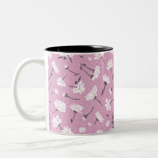 Tasse 2 Couleurs Design Floral Rose - Art Fleur Élégant (Gauche)