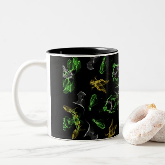Tasse 2 Couleurs Design Mandala Fumée Verte (Avec donut)