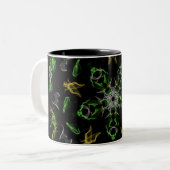 Tasse 2 Couleurs Design Mandala Fumée Verte (Devant gauche)