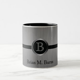Tasse 2 Couleurs Design Monogramme Exécutif - Acier Bracelet Noir