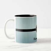 Tasse 2 Couleurs Design Monogramme Exécutif - Acier Turquoise Brush (Gauche)