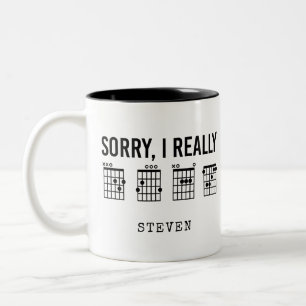 Tasse 2 Couleurs Désolé, je m'en fiche vraiment Guitare Accords Fun