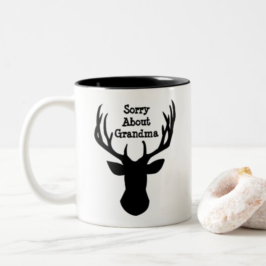 Tasse 2 Couleurs Désolé pour Grand-mère Reindee de Noël (Avec donut)