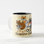 Tasse 2 Couleurs Désordre obsédant de chat d'OCD (Devant gauche)