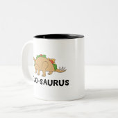 Tasse 2 Couleurs Dessin à main tiré Taco Dinosaur Tacosaurus Rex (Devant gauche)