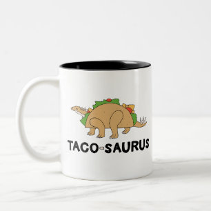 Tasse 2 Couleurs Dessin à main tiré Taco Dinosaur Tacosaurus Rex