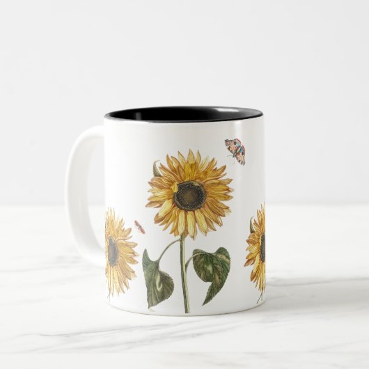 Tasse 2 Couleurs Dessin à papillon de la canneberge de tournesol an (Devant gauche)
