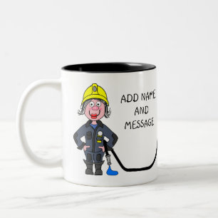 Tasse 2 Couleurs Dessin animé de femme pompier