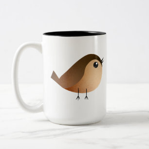 Tasse 2 Couleurs Dessin animé d'oiseau moineau