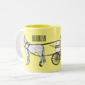Tasse 2 Couleurs dessin animé mariage cheval & calèche (Devant gauche)