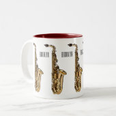 Tasse 2 Couleurs dessin animé saxophone (Devant gauche)