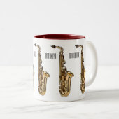 Tasse 2 Couleurs dessin animé saxophone (Devant droit)