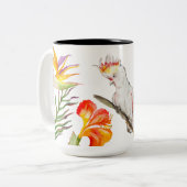 Tasse 2 Couleurs Dessin d'aquarelle d'un perroquet de cacatoès (Devant gauche)