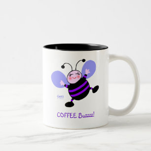 Tasse 2 Couleurs Dessin de Buzz Cute sur le café Dessin d'abeilles